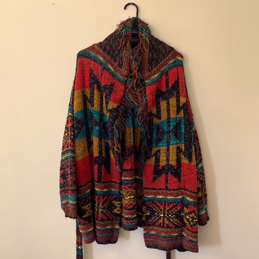 Free People Multicolor Knit Poncho